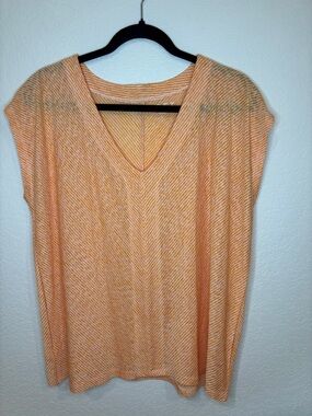 LOFT Orange Striped V-Neck Women’s Top